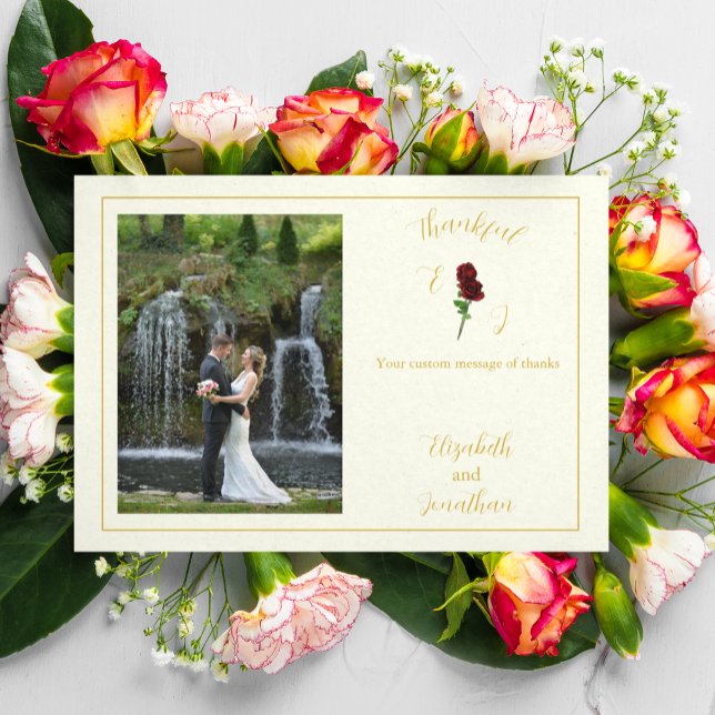 Tarjeta De Agradecimiento Boda Rosa de Ivory Gold (Subido por el creador)