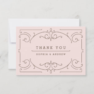 Tarjeta De Agradecimiento Boda rosa elegante, clásica y moderna