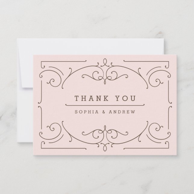 Tarjeta De Agradecimiento Boda rosa elegante, clásica y moderna (Anverso)
