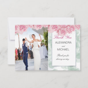Tarjeta De Agradecimiento Boda Rosa Elegante Fotografía Gracias Postcard