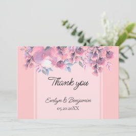 Tarjeta De Agradecimiento Boda rosa Floral Dusty
