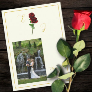 Tarjeta De Agradecimiento Boda Rosa Marfil Dorado