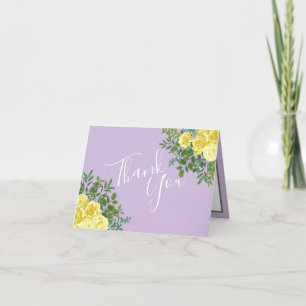Tarjeta De Agradecimiento Boda Rosa morado ligero y amarillo Lilac gracias