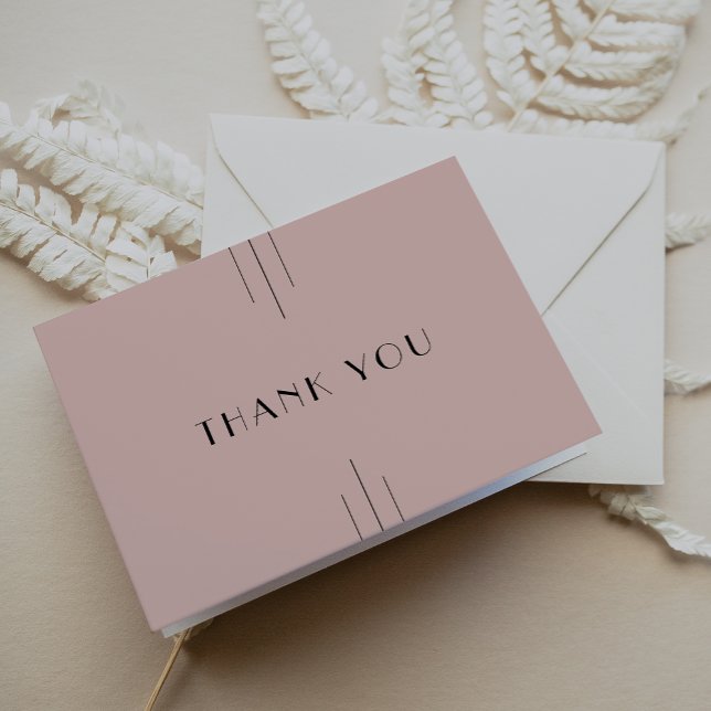 Tarjeta De Agradecimiento BODA rosa Rubor de estilo Art déco retro (EVERLY Retro Vintage Art Deco Blush Pink Wedding Thank You Card)