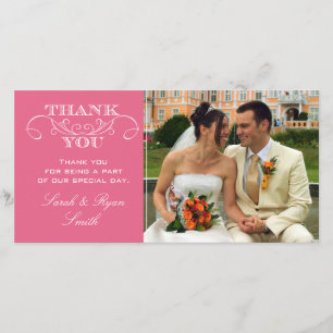 Tarjeta De Agradecimiento Boda rosa Swirl Moderno Foto Gracias Cartas
