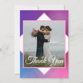 Tarjeta De Agradecimiento Boda rosa y azul moderno