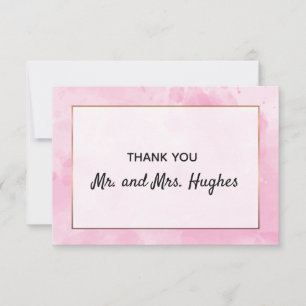 Tarjeta De Agradecimiento Boda rosado gracias a la acuarela