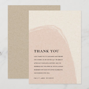 TARJETA DE AGRADECIMIENTO BODA RUBOR PINK MODERNO ABSTRACTO SUAVE SUTLE