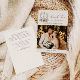 Tarjeta De Agradecimiento Boda ruso del Boho Occidental Horseshoe