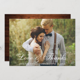 Tarjeta De Agradecimiento Boda ruso Wood Back Photo Love and Gracias
