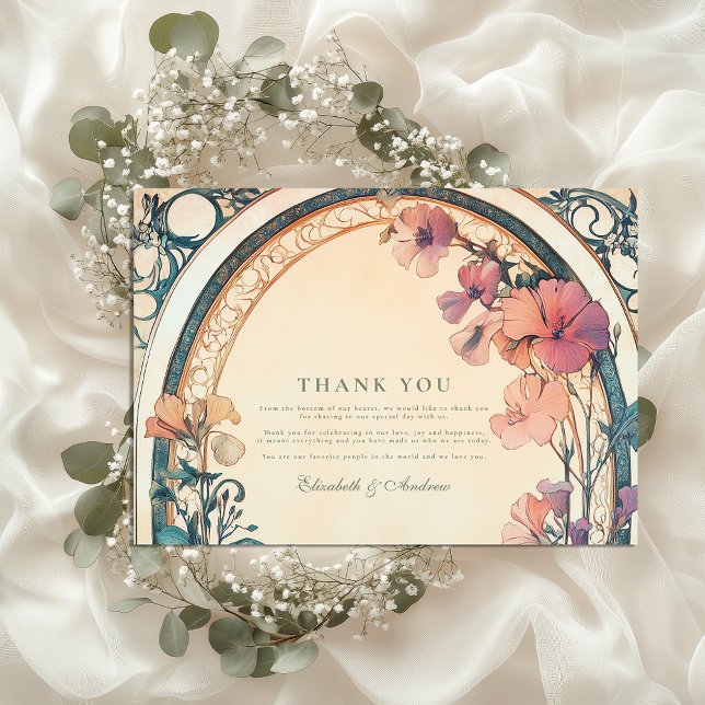 Tarjeta De Agradecimiento Boda Rust Blue Bloom (Subido por el creador)