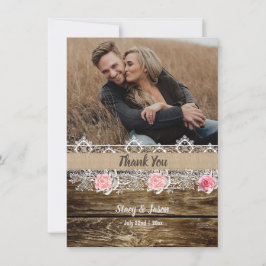 Tarjeta De Agradecimiento Boda Rustic Barnwood & Lace