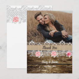 Tarjeta De Agradecimiento Boda Rustic Barnwood & Lace