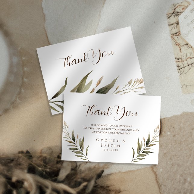 Tarjeta De Agradecimiento Boda Rustic Dread Floral Pampas (Subido por el creador)