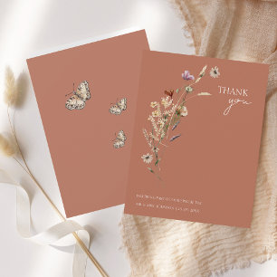 Tarjeta De Agradecimiento Boda Rustic Terracotta Otumt Fall Wildflowers