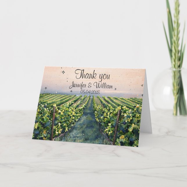 Tarjeta De Agradecimiento Boda Rustic Vineyard Destination Italy (Anverso)