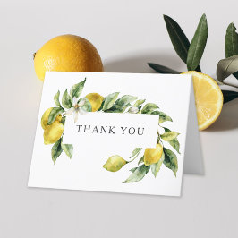 Tarjeta De Agradecimiento Boda Rustic Watercolor Lemons Gracias