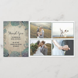 Tarjeta De Agradecimiento Boda Rustic Wood and Succultives Gracias