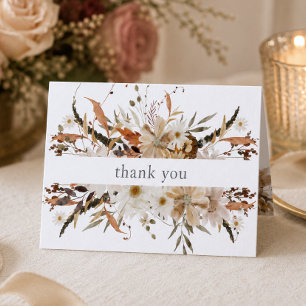 Tarjeta De Agradecimiento Boda rústica boho floral de otoño