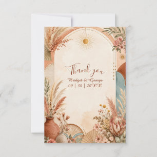Tarjeta De Agradecimiento Boda rústica boho Pampas flor silvestre