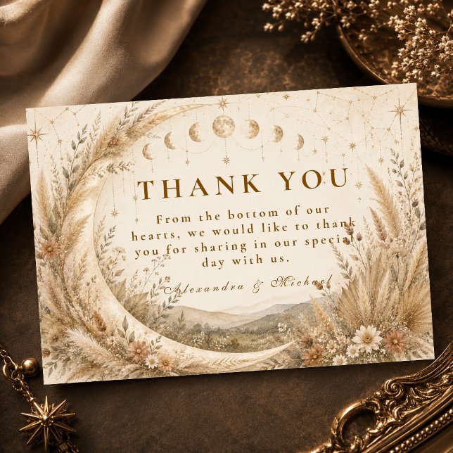 Tarjeta De Agradecimiento Boda Rústica Celestial Caprichosa (Subido por el creador)