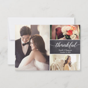 Tarjeta De Agradecimiento Boda rústica Colage de fotos horizontal Agradecida