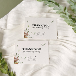 Tarjeta De Agradecimiento Boda rústica con vegetación de algodón