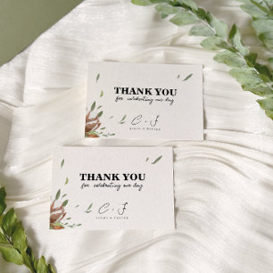 Tarjeta De Agradecimiento Boda rústica con vegetación de algodón