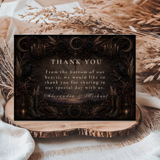 Tarjeta De Agradecimiento Boda Rústica Country Gótica (Subido por el creador)