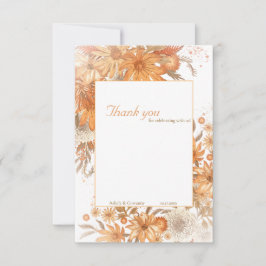 Tarjeta De Agradecimiento Boda rústica de acuarela floral de otoño