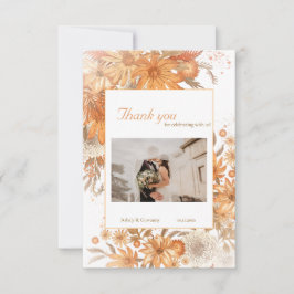 Tarjeta De Agradecimiento Boda rústica de acuarela floral de otoño
