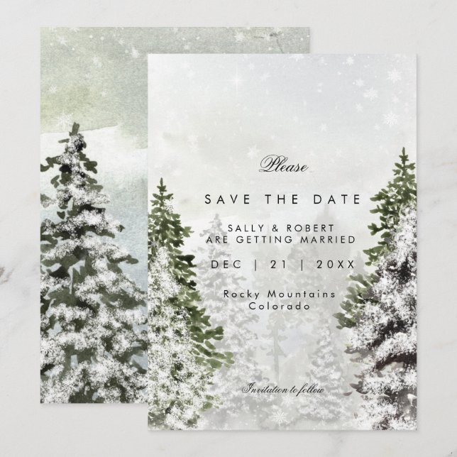 Tarjeta De Agradecimiento boda rústica de árboles de invierno salven la cart (Anverso / Reverso)