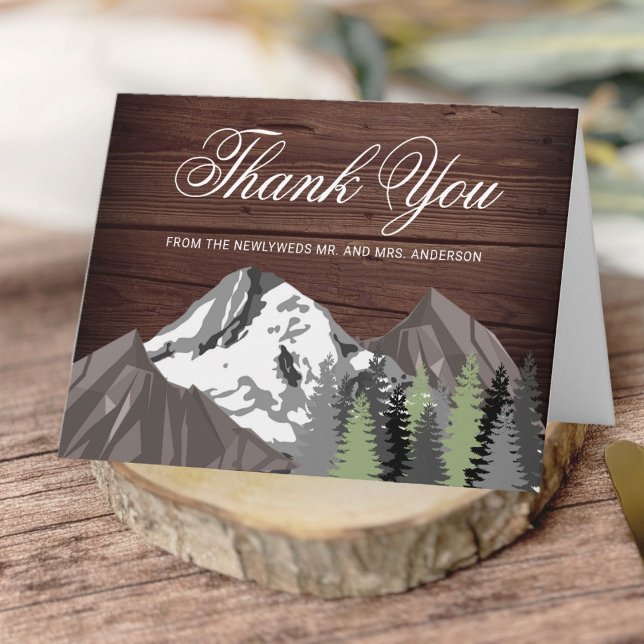 Tarjeta De Agradecimiento Boda Rústica de Bosque de Montaña (Subido por el creador)