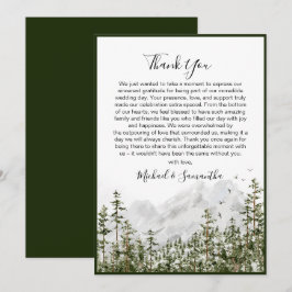 Tarjeta De Agradecimiento Boda Rústica de Bosque de Montaña con Acuarela