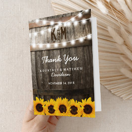Tarjeta De Agradecimiento Boda Rústica de Campo | Girasoles Gracias