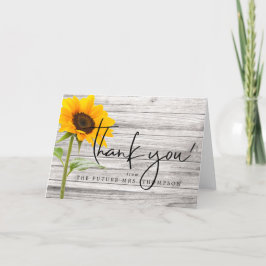 Tarjeta De Agradecimiento Boda Rústica de Girasol de Madera