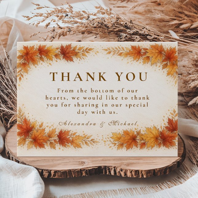 Tarjeta De Agradecimiento Boda Rústica de Hojas de Arce de Otoño (Subido por el creador)