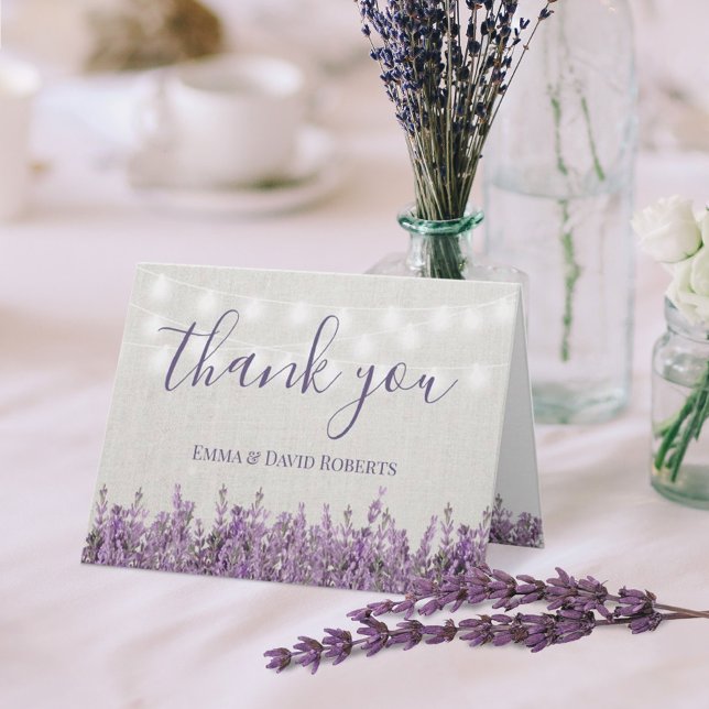 Tarjeta De Agradecimiento Boda Rústica De Lavanda Floral Elegante Gracias (Subido por el creador)