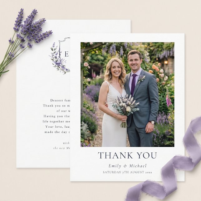 Tarjeta De Agradecimiento Boda Rústica de Lavanda Púrpura (Subido por el creador)