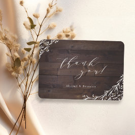 Tarjeta De Agradecimiento Boda rústica de madera de granero boho floral grac