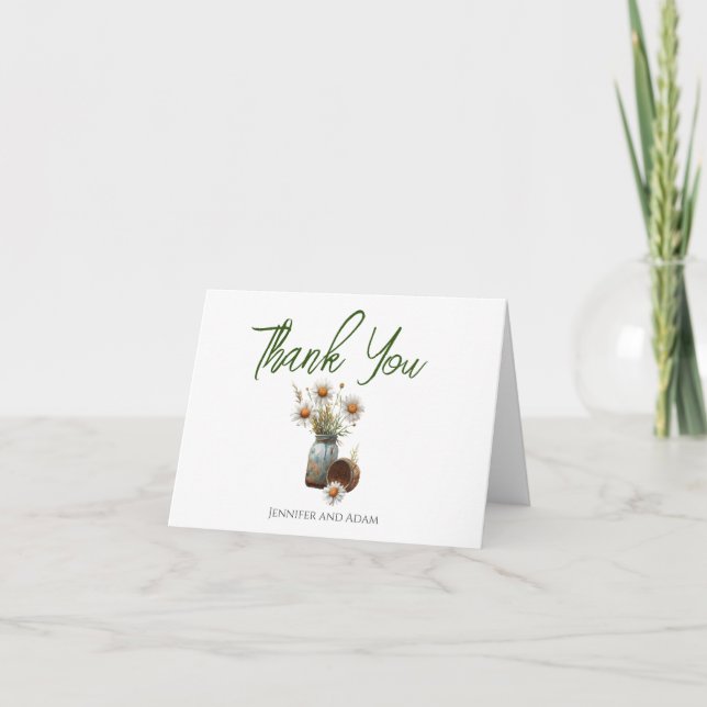 Tarjeta De Agradecimiento Boda Rústica de Margarita Floral  (Anverso)
