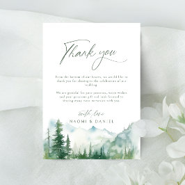Tarjeta De Agradecimiento Boda rústica de montaña con acuarela