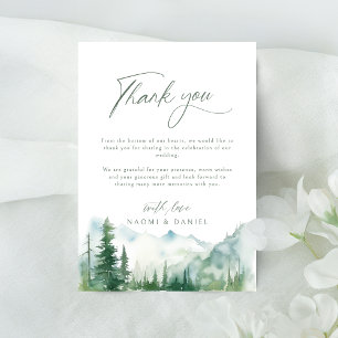 Tarjeta De Agradecimiento Boda rústica de montaña con acuarela