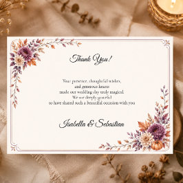 Tarjeta De Agradecimiento Boda Rústica de Otoño