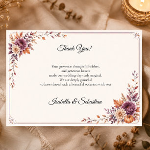 Tarjeta De Agradecimiento Boda Rústica de Otoño