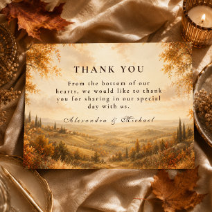 Tarjeta De Agradecimiento Boda rústica de otoño al aire libre