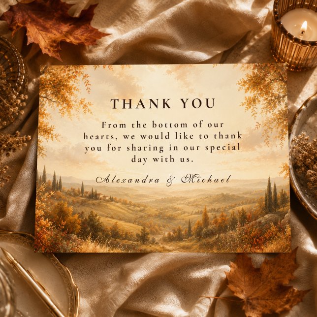 Tarjeta De Agradecimiento Boda rústica de otoño al aire libre (Subido por el creador)
