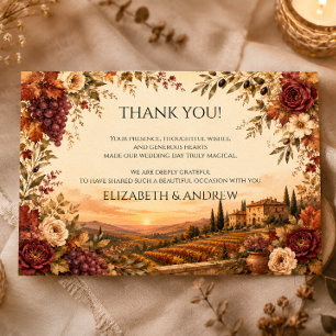 Tarjeta De Agradecimiento Boda rústica de otoño en viñedo