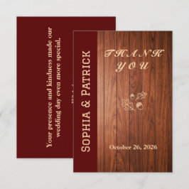 Tarjeta De Agradecimiento Boda rústica elegante