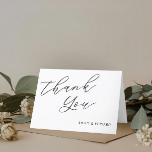 Tarjeta De Agradecimiento Boda Rústica Elegante con Escritura a Mano sin Fot